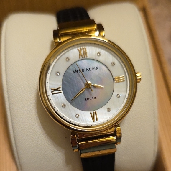 Anne Klein Black Strap Gold Accents Watch - Picture 4 of 6